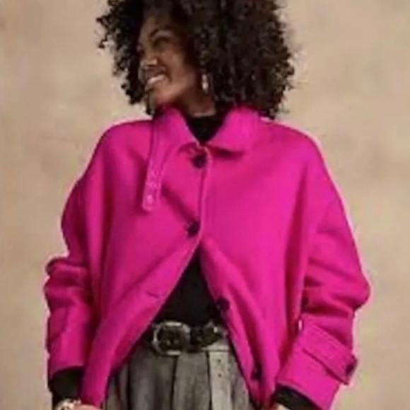 NWT! Banana Republic Pink Fuscia Italian Melton Cocoon Coat - Multiple Sizes - Picture 5 of 6